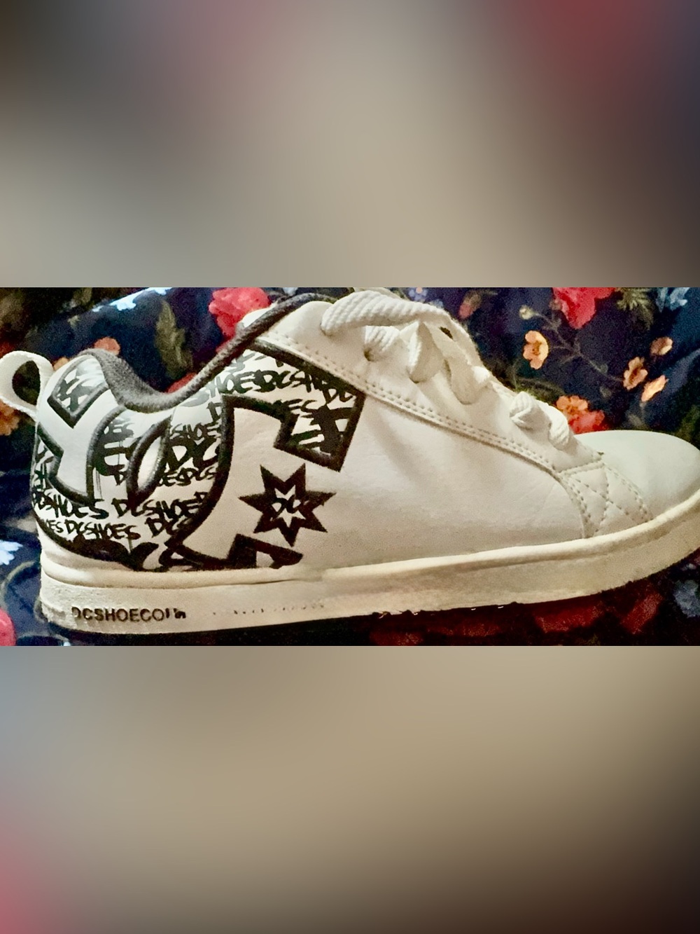 DC Men’s White Sneaker with Black Logo Graphic